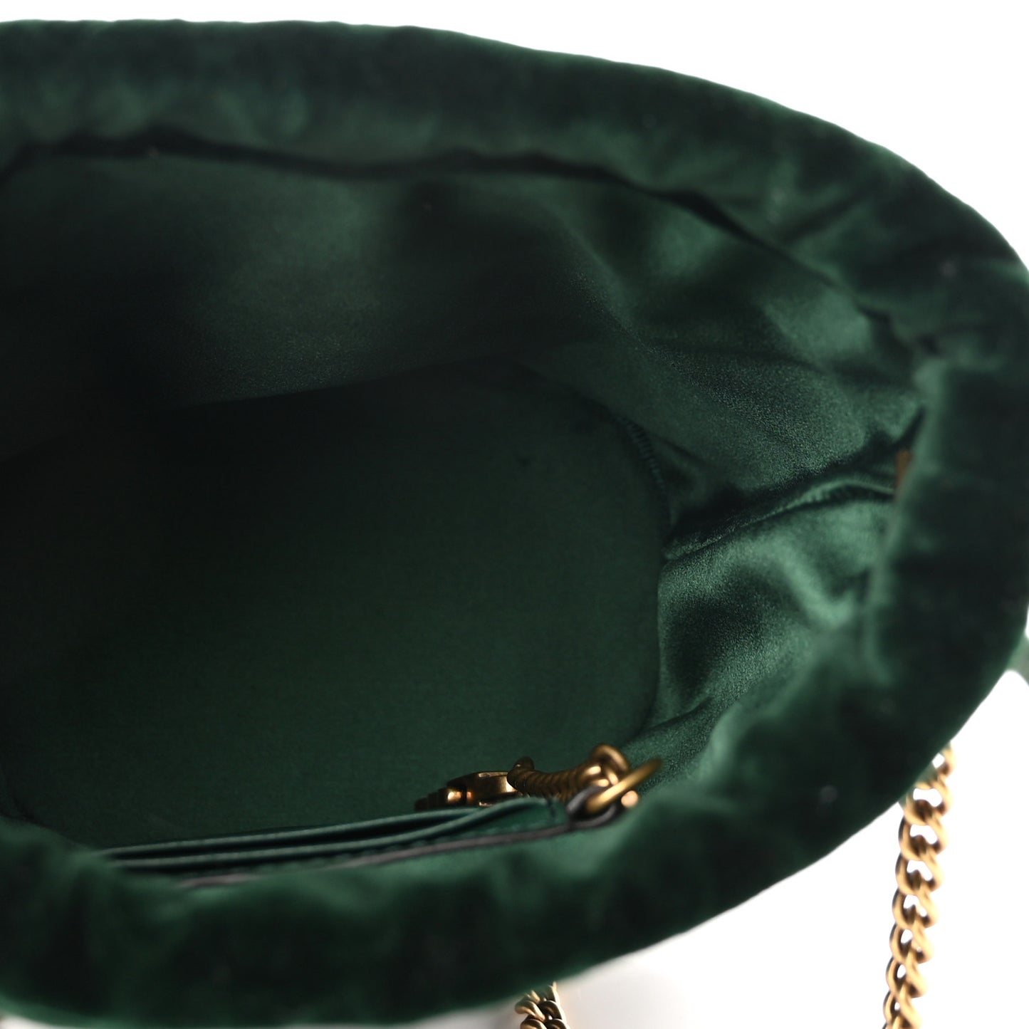 Velvet Matelasse Mini GG Marmont 2.0 Bucket Bag Dark Green