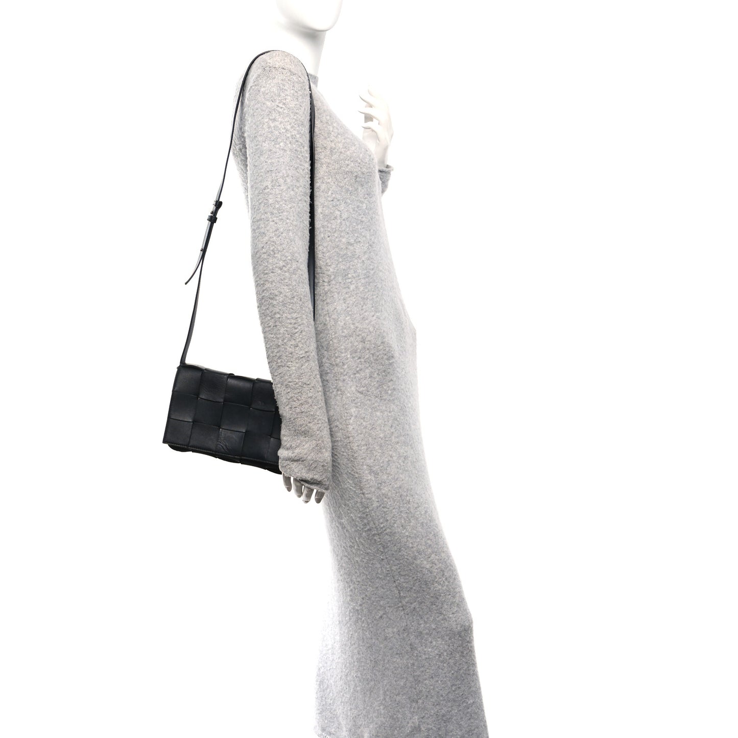 Lambskin Maxi Intrecciato Cassette Crossbody Bag Black