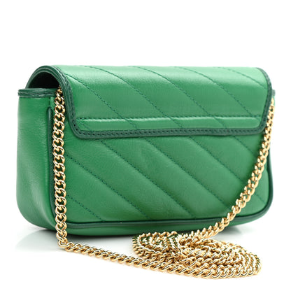 Gucci Azalea Calfskin Enamel Matelasse Diagonal Super Mini Torchon GG Marmont Shoulder Bag New Shamarock Emerald 3 of 9