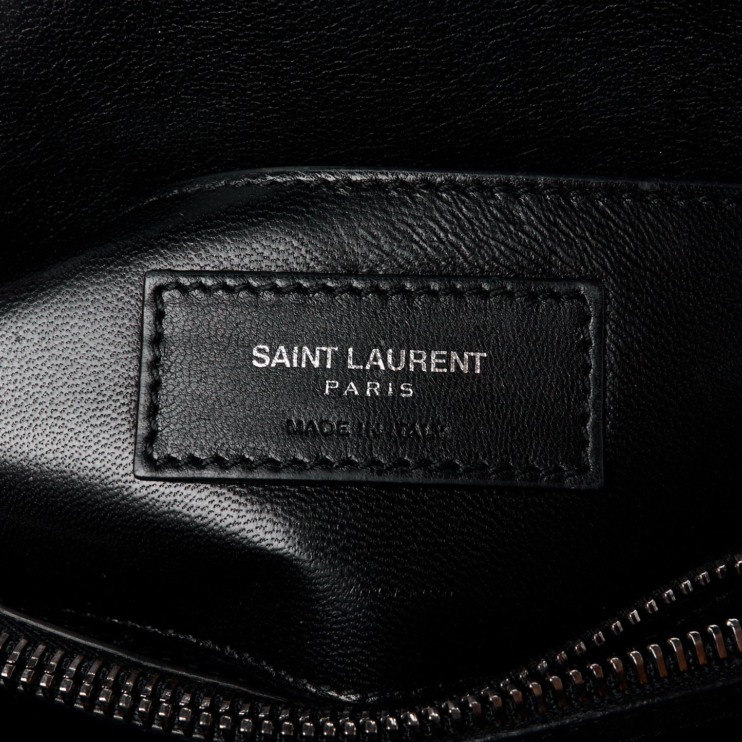 SAINT LAURENT Sheepskin Matelasse Chevron Monogram Medium College Bag Black