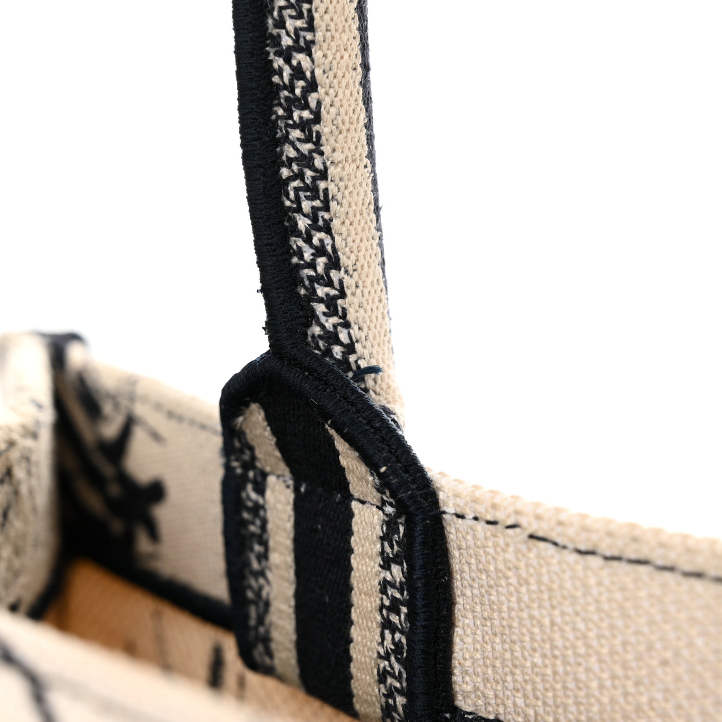 Canvas Embroidered Medium Palms Toile De Jouy Book Tote Blue