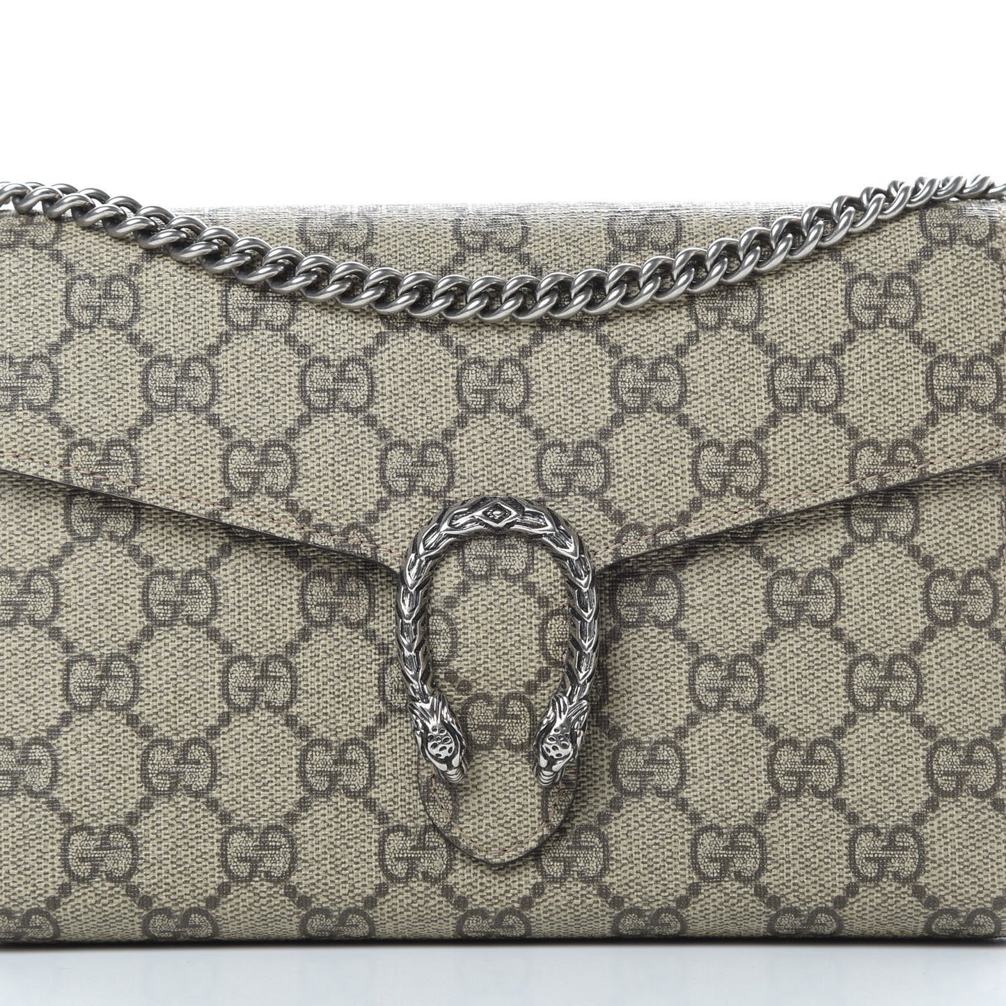 GG Supreme Monogram Mini Dionysus Chain Wallet Beige Taupe