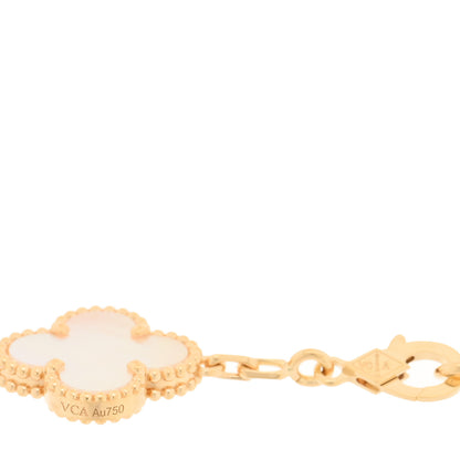 Van Cleef & Arpels 18K Yellow Gold Mother of Pearl 5 Motifs Vintage Alhambra Bracelet 3 of 4