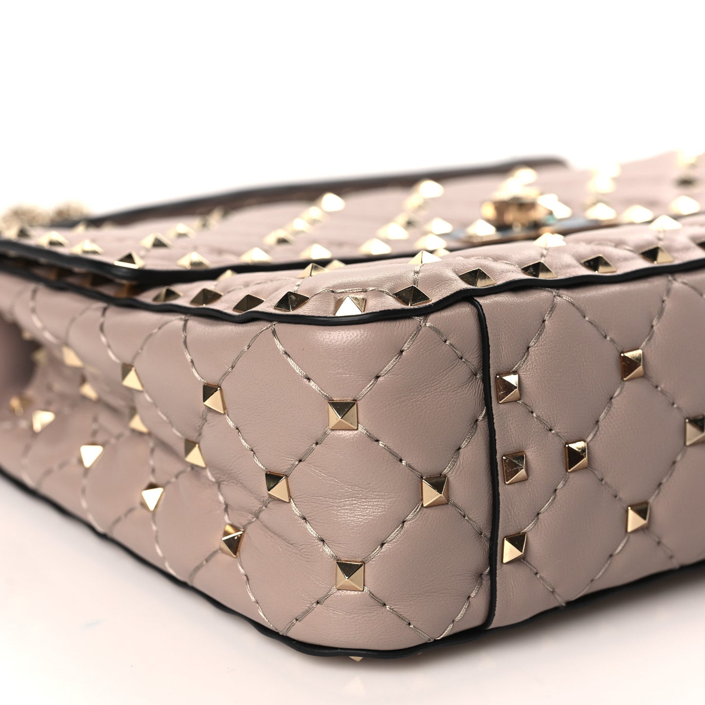 Lambskin Medium Rockstud Spike Shoulder Bag Poudre