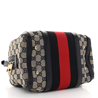 Gucci Monogram Vintage Web Small Boston Navy 4 of 10