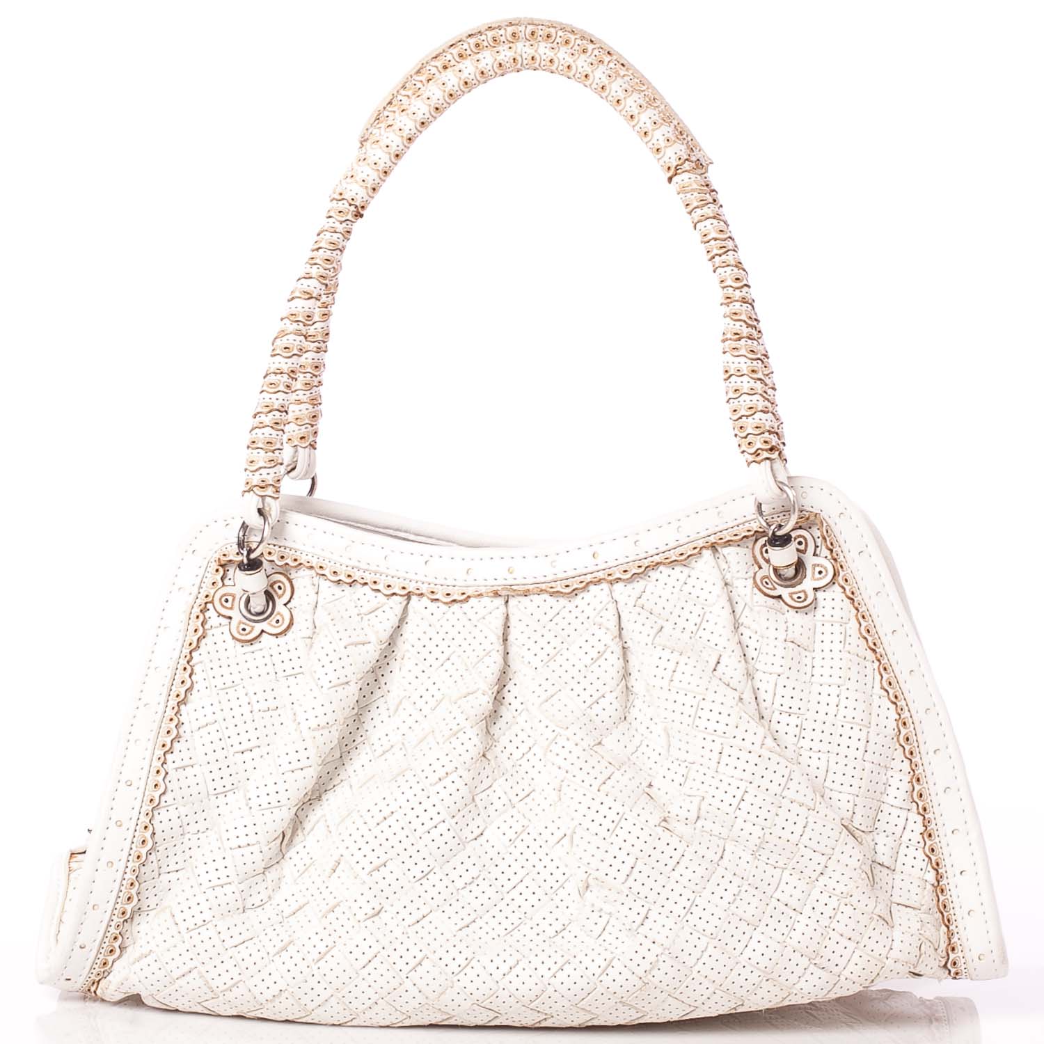 Bottega Veneta Woven Perforated Shoulder Bag Bianco 4 of 9