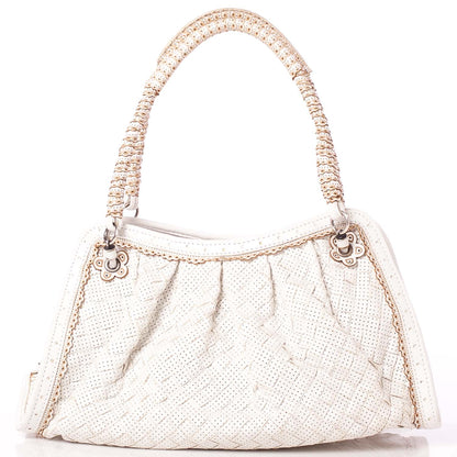 Bottega Veneta Woven Perforated Shoulder Bag Bianco 4 of 9