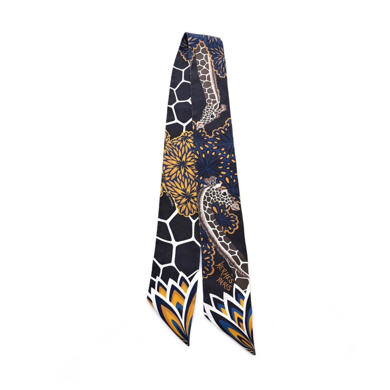 Hermes Silk Three Graces Twilly Black Gold Taupe 4 of 8
