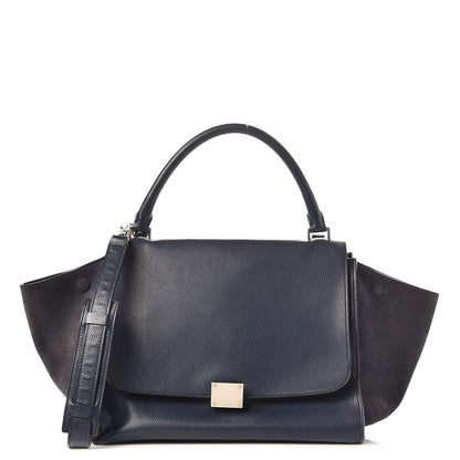 Celine Drummed Calfskin Suede Medium Trapeze Navy 1 of 15