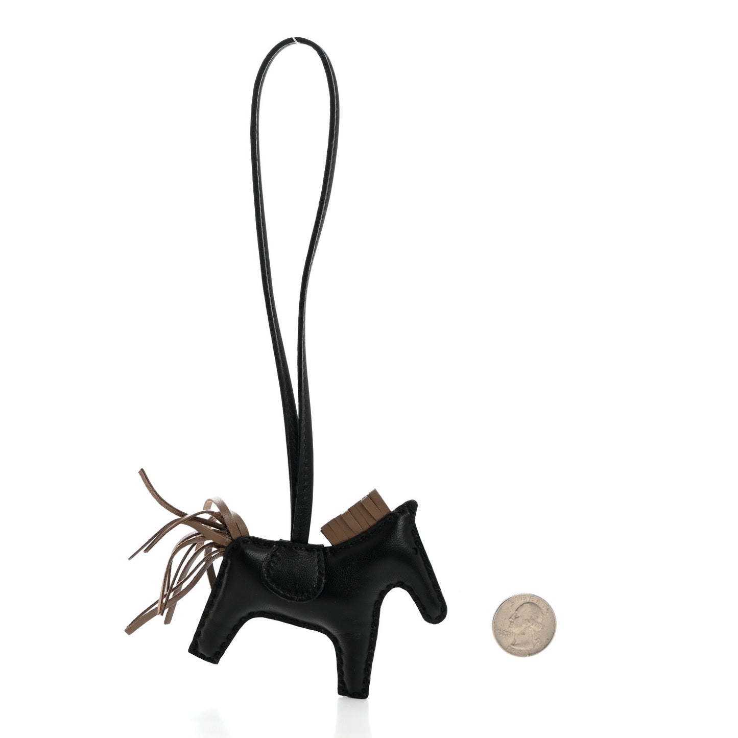Milo Lambskin Grigri Rodeo Horse Bag Charm Black Etoupe