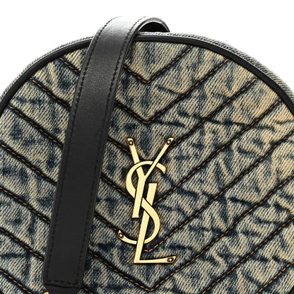 Saint Laurent Denim Quilted Monogram Round Crossbody Bag Rodeo Blue 8 of 10