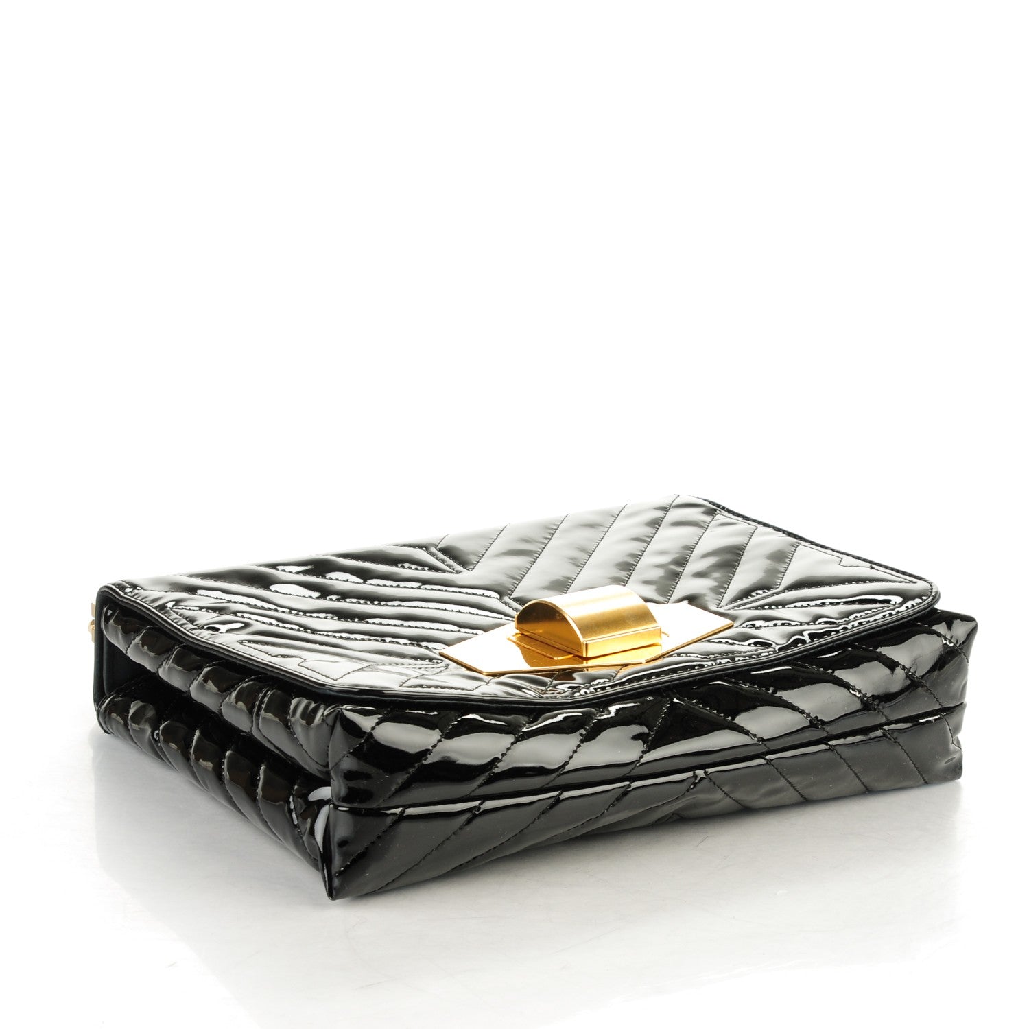 Lanvin Patent Chevron Quilted Shoulder Bag Black 4 of 6