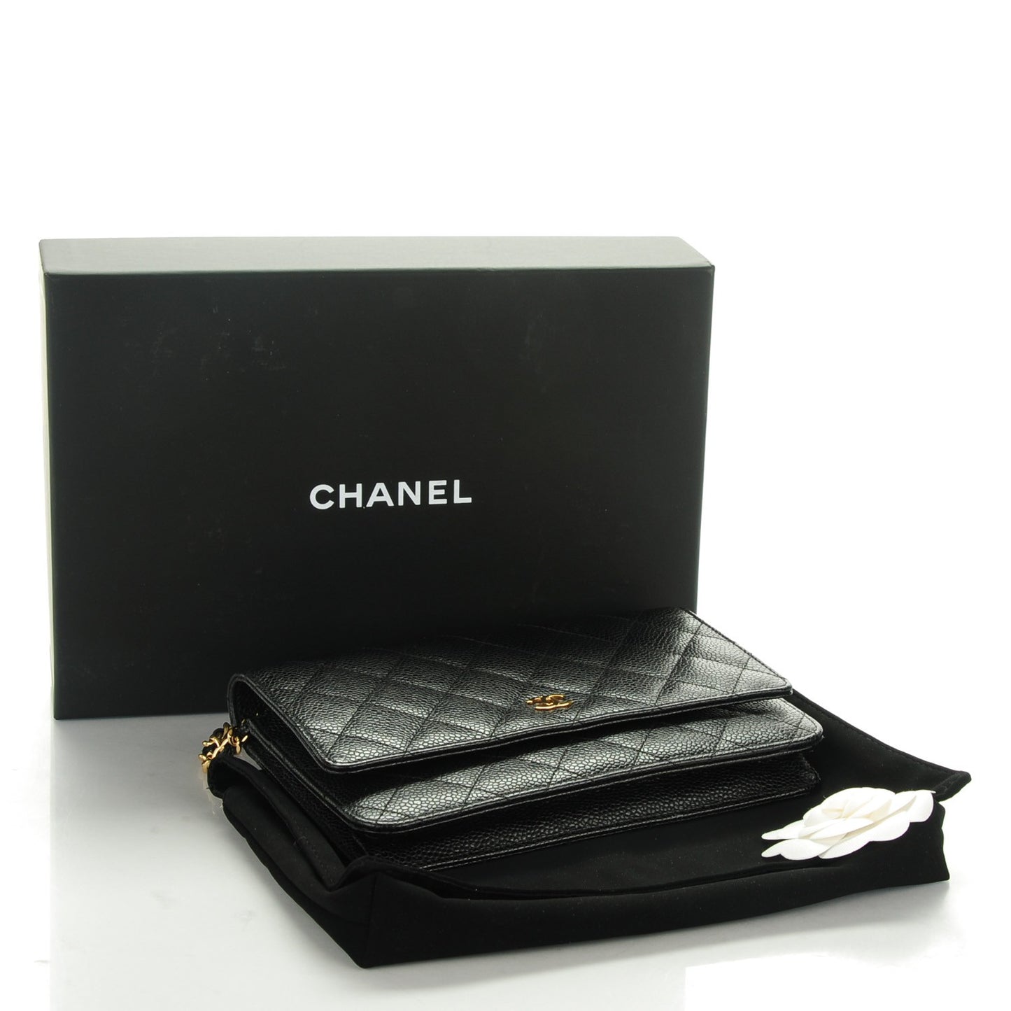 Caviar Quilted Wallet On Chain WOC Black