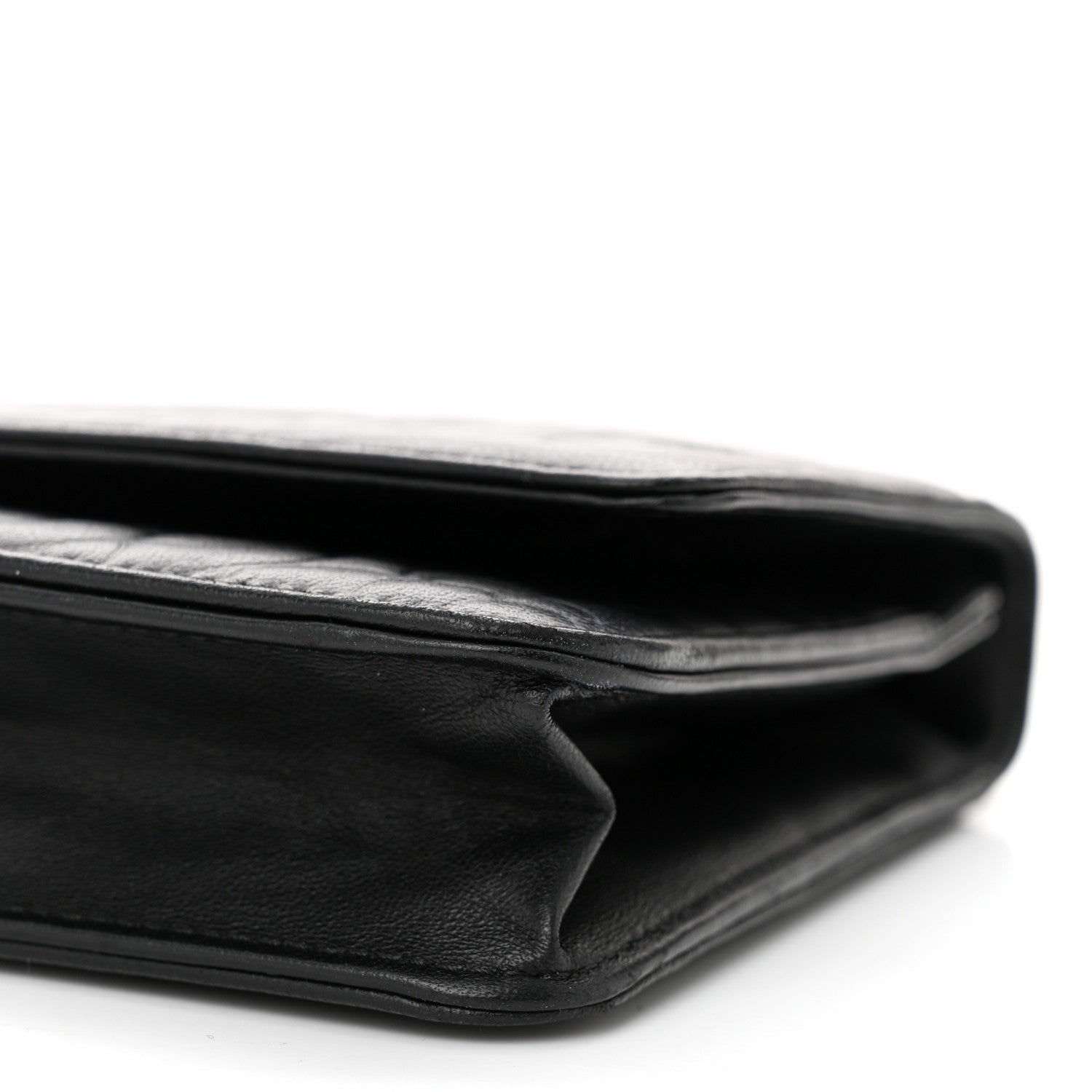 Chanel Lambskin Camellia Embossed Wallet On Chain WOC Black 11 of 11