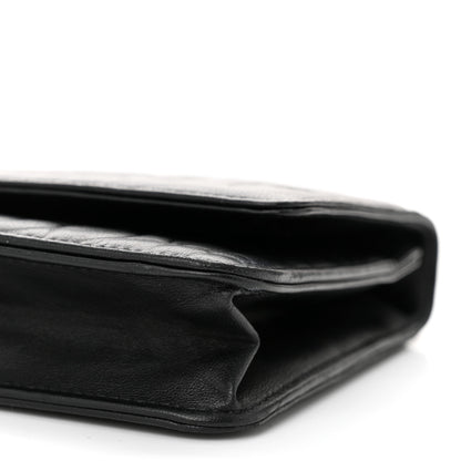 Chanel Lambskin Camellia Embossed Wallet On Chain WOC Black 11 of 11