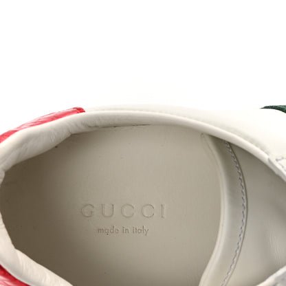 Gucci Calfskin Ayers Bee Embroidered Womens Ace Sneakers 37 White Red Flame Green 8 of 10