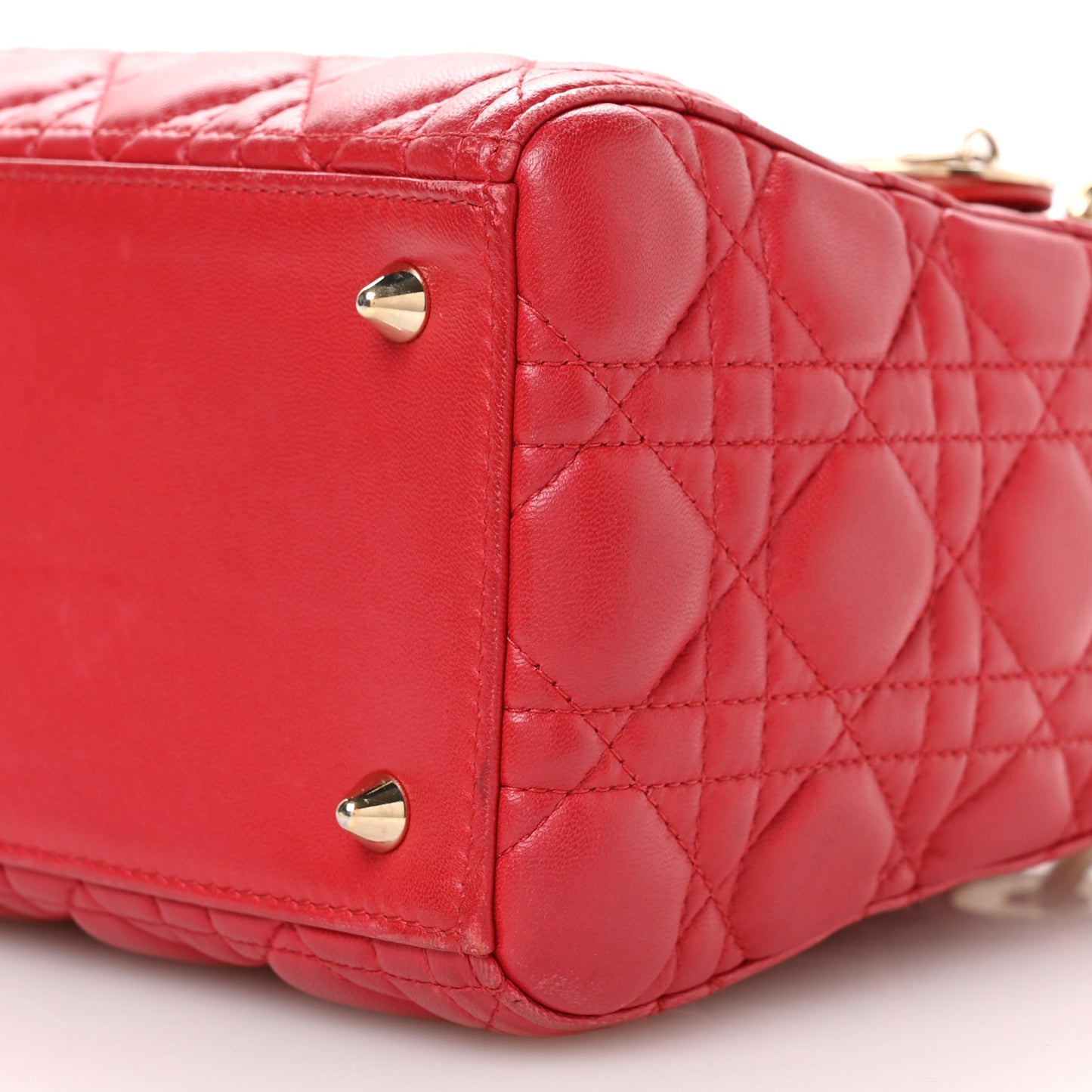 Lambskin Cannage Medium Lady Dior Red