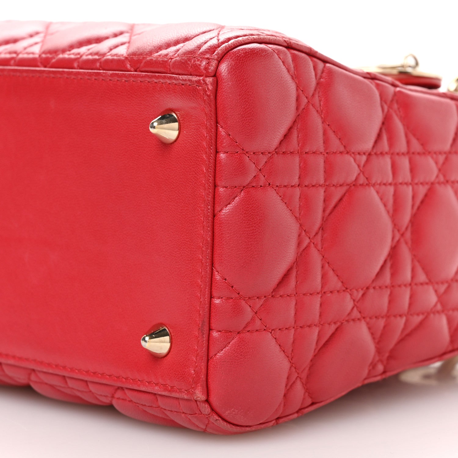 Christian Dior Lambskin Cannage Medium Lady Dior Red 11 of 13