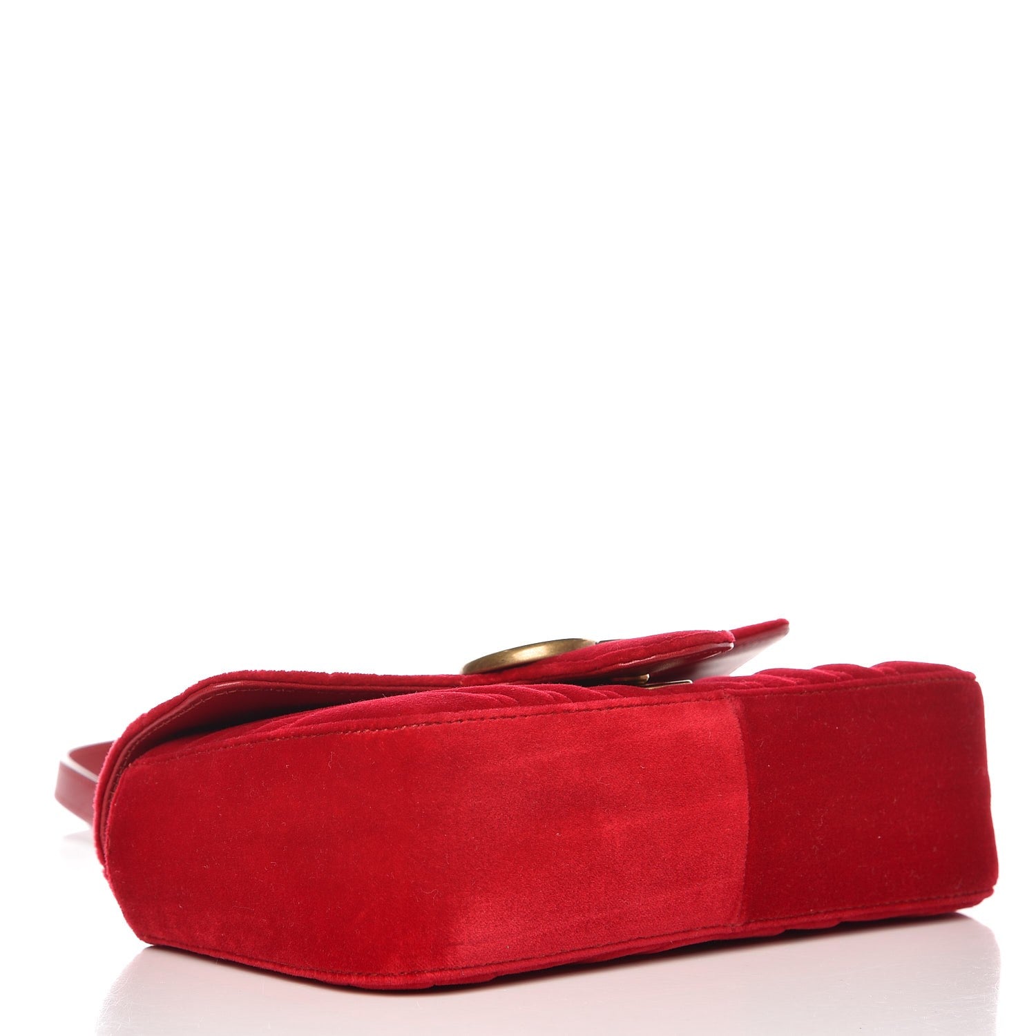 Gucci Velvet Matelasse Mini GG Marmont Shoulder Bag Hibiscus Red 4 of 7