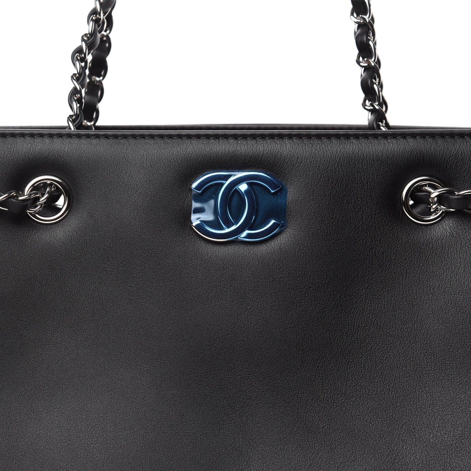 Chanel Calfskin Woven Chain Large Shopping Bag Black 10 of 10