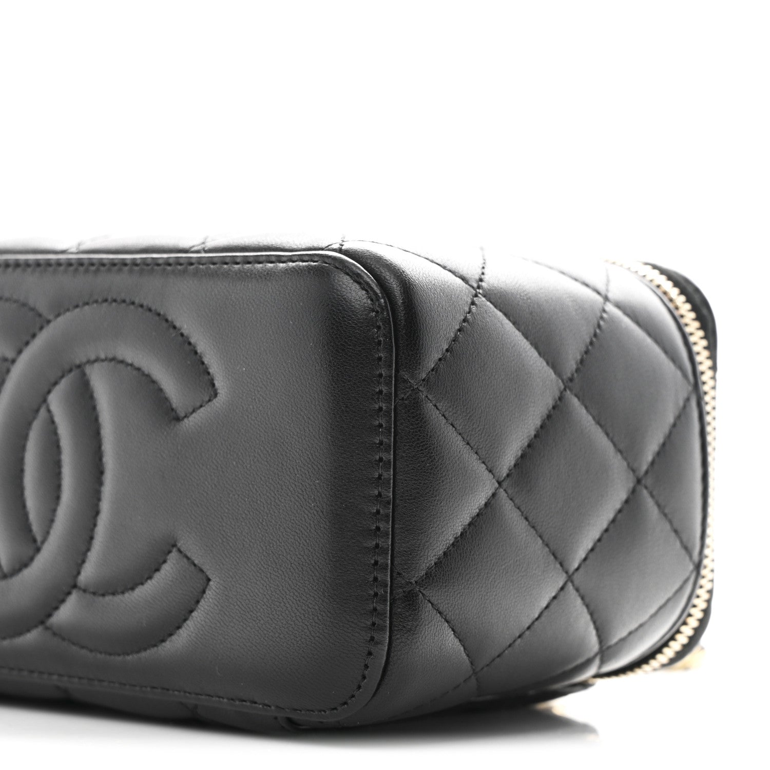 Chanel Lambskin Quilted Pearl Crush Small Vanity Case With Chain Black 10 of 11