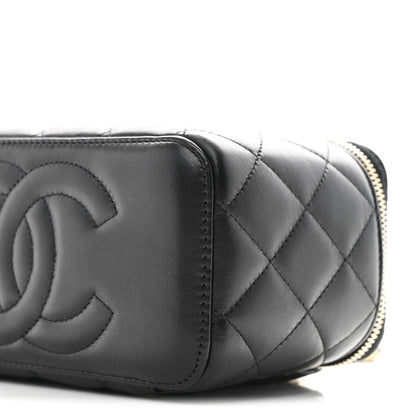 Chanel Lambskin Quilted Pearl Crush Small Vanity Case With Chain Black 10 of 11