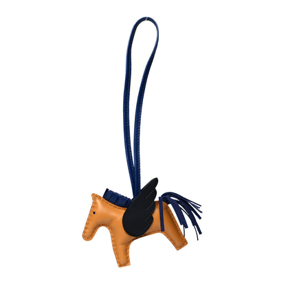 Hermes Milo Lambskin Grigri Rodeo Pegase Horse Bag Charm PM Sesame Black Bleu Saphir 1 of 3