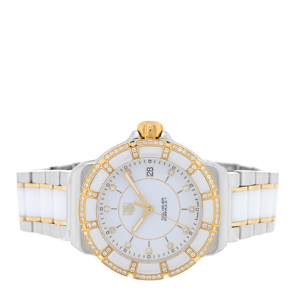 Tag Heuer Stainless Steel 18K Yellow Gold Ceramic Diamond 34mm Formula 1 Quartz Watch White WAH1221 2 of 4