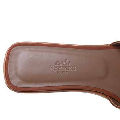Hermes Box Calfskin Oran Sandals 37 Gold 7 of 9