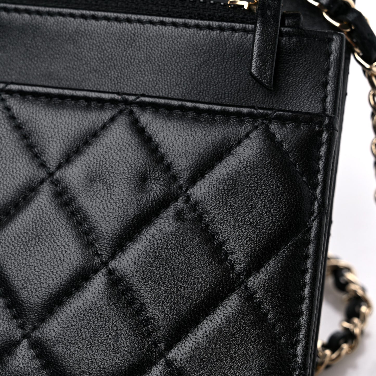 Lambskin Quilted Trendy CC Wallet On Chain WOC Black