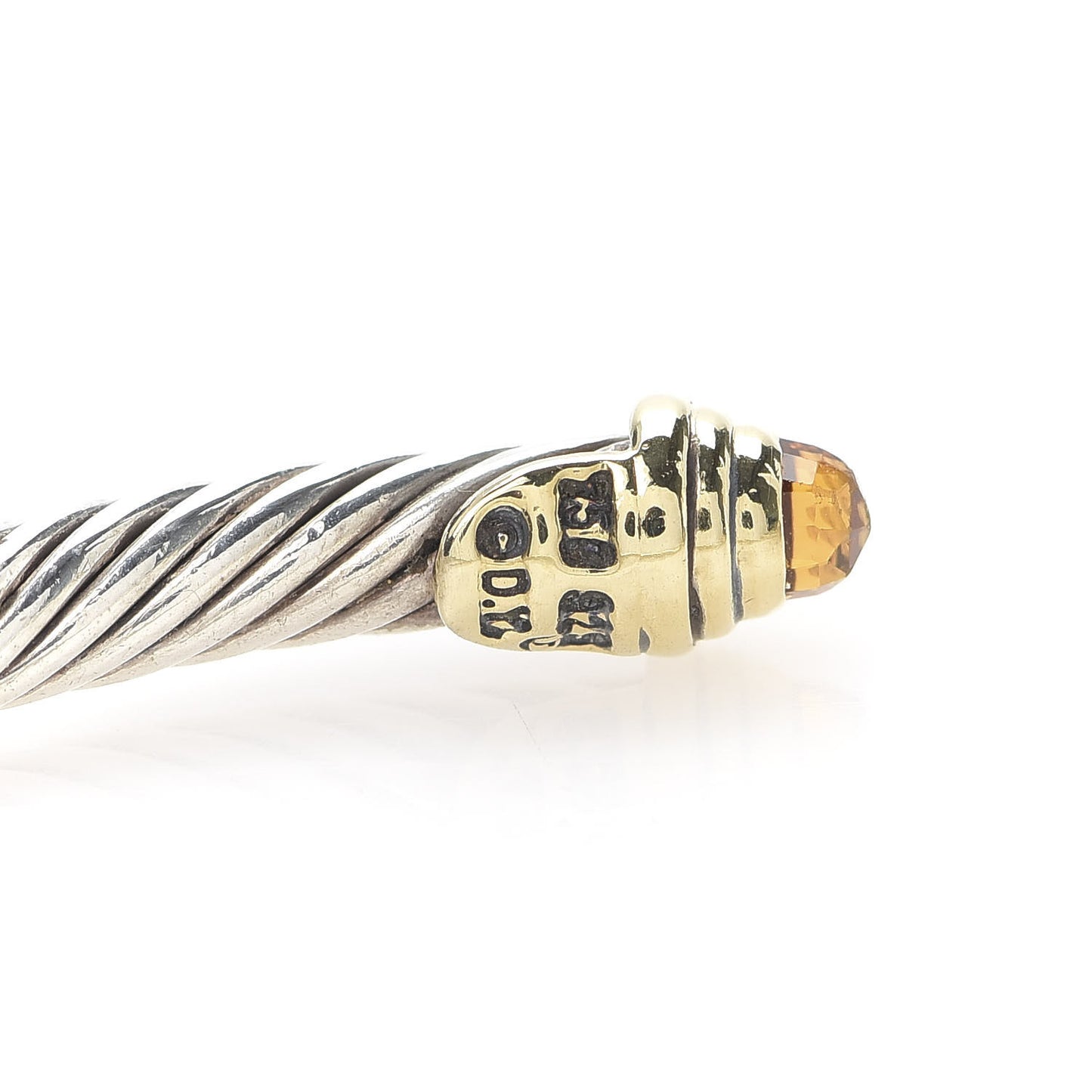 Sterling Silver 18K Yellow Gold Citrine 4mm Cable Classics Bracelet
