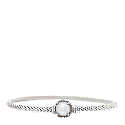 David Yurman Sterling Silver Pearl 3mm Chatelaine Bracelet 1 of 3