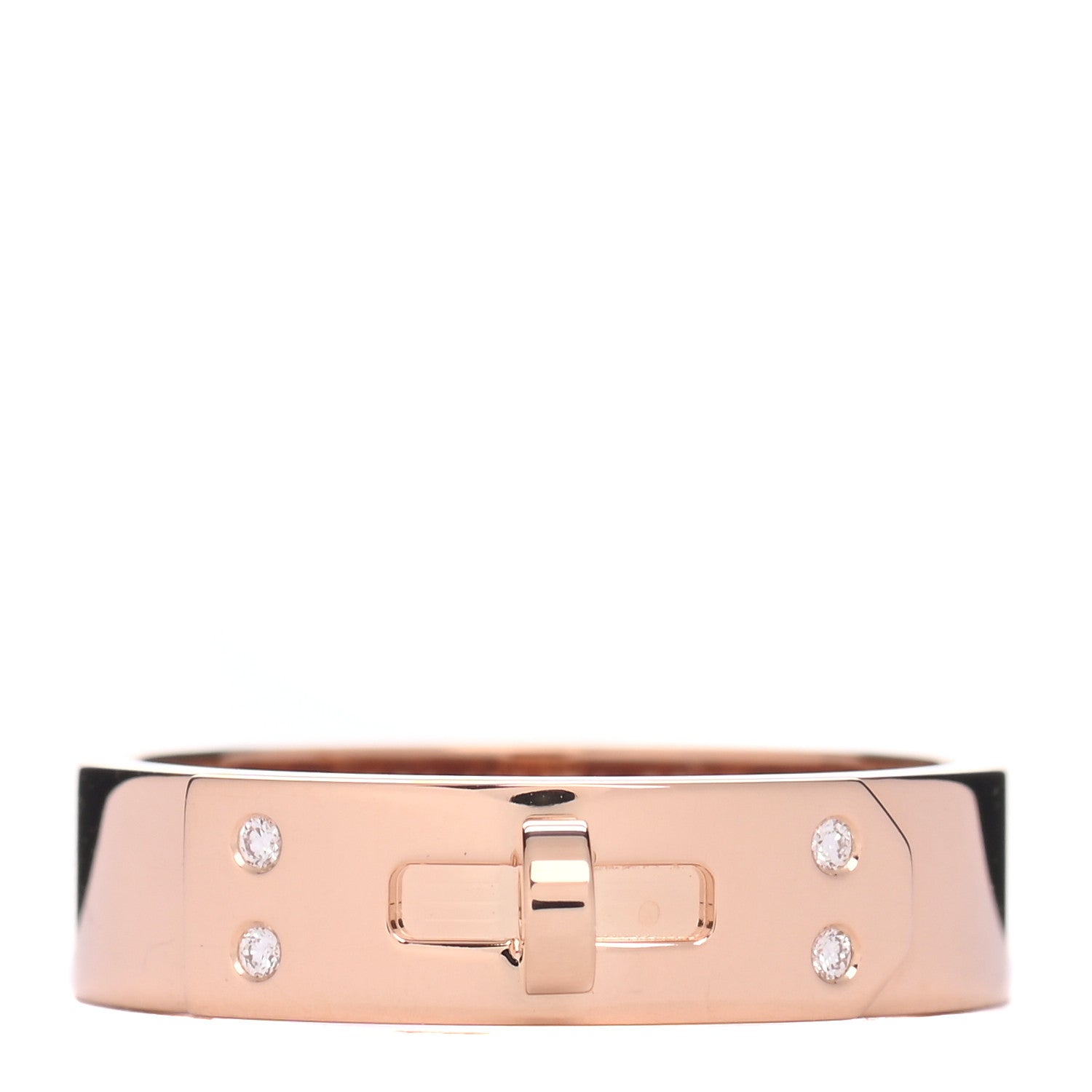 Hermes 18K Rose Gold Diamond PM Kelly Ring 53 6.25 1 of 5