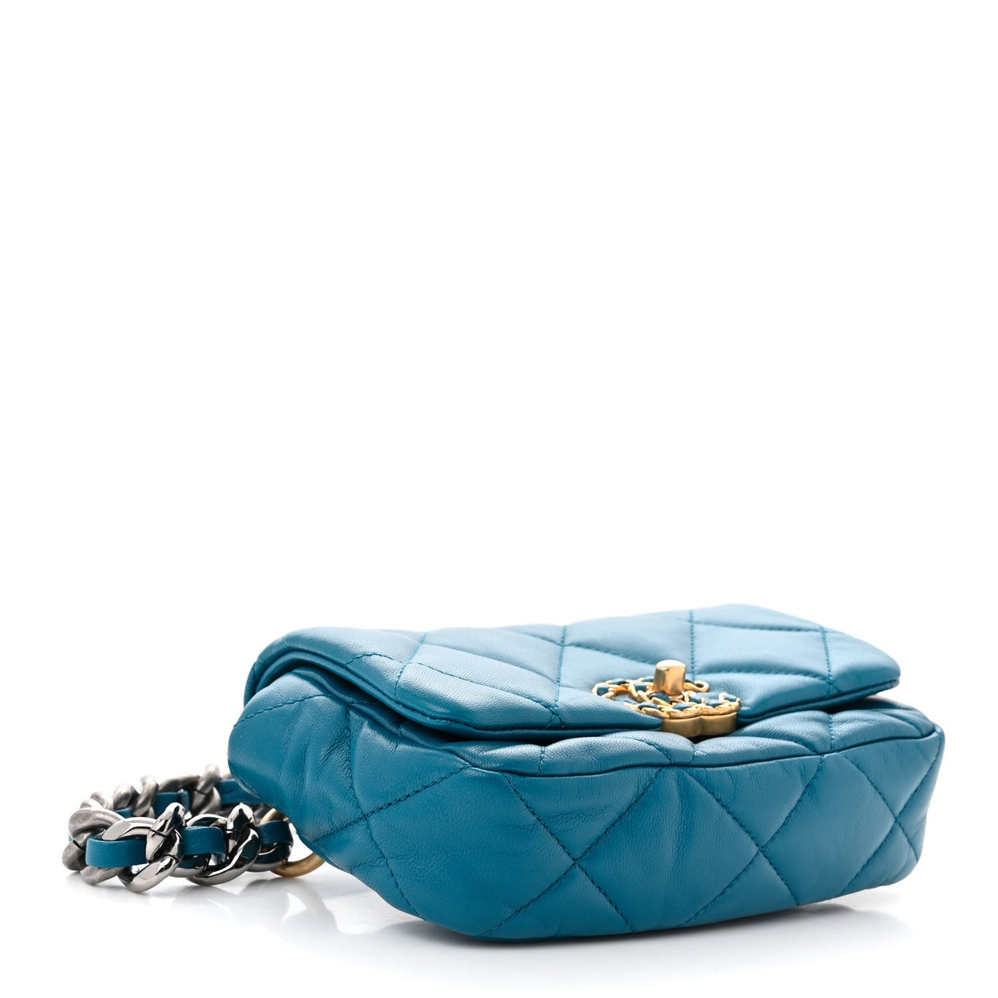 Lambskin Quilted Chanel 19 Waist Bag Blue