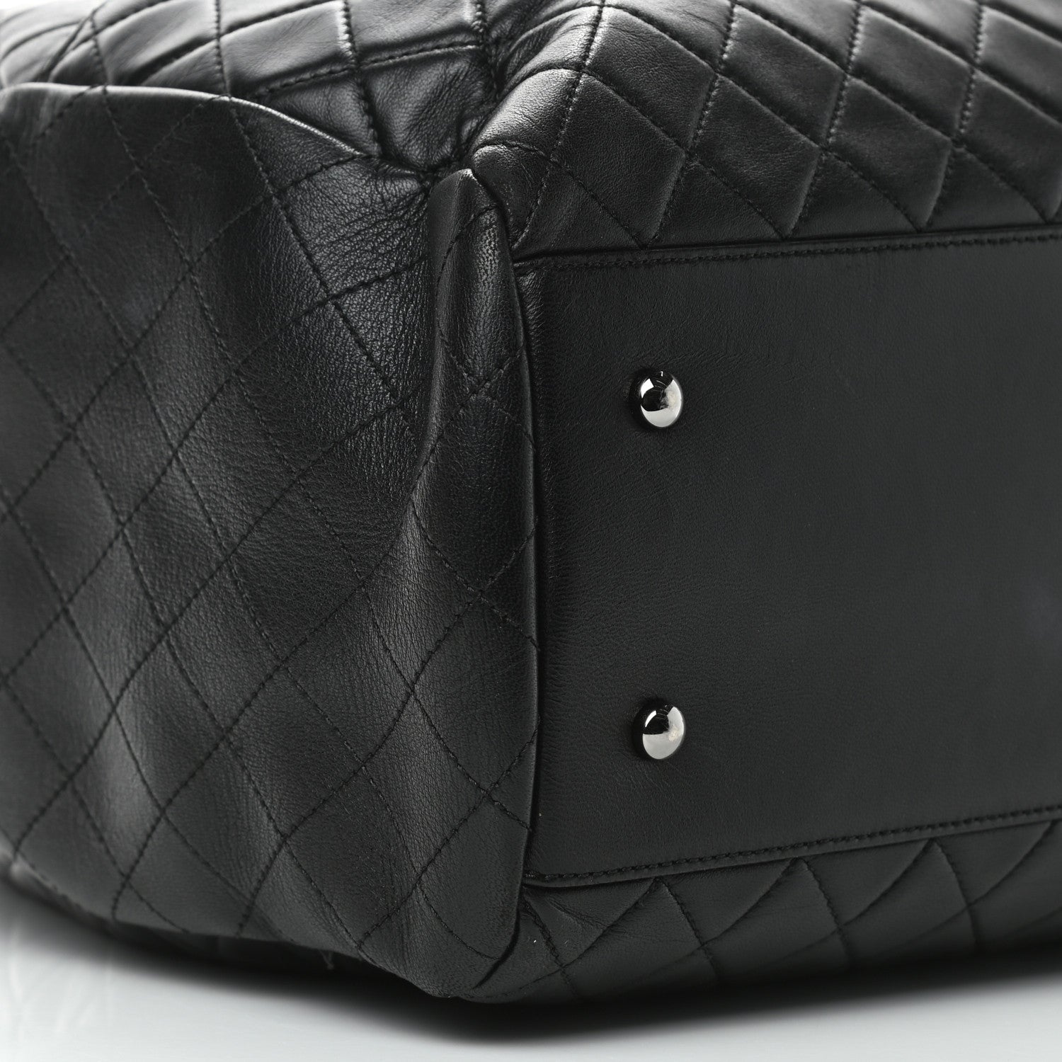 Chanel Lambskin Quilted Large Drawstring Bag Black 8 of 9