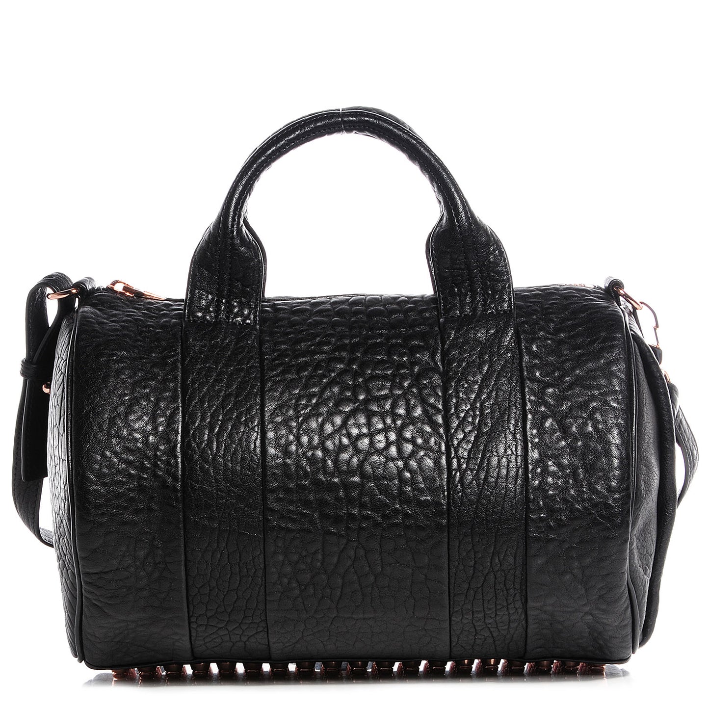 Pebbled Lambskin Rocco Black with Rose Gold Hardware