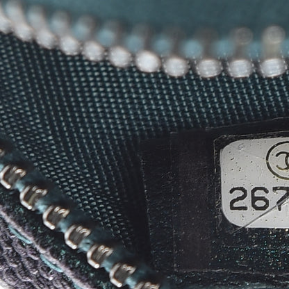 Chanel Iridescent Caviar Quilted Filigree Zip Around Classic Coin Purse Dark Turquoise 7 of 8
