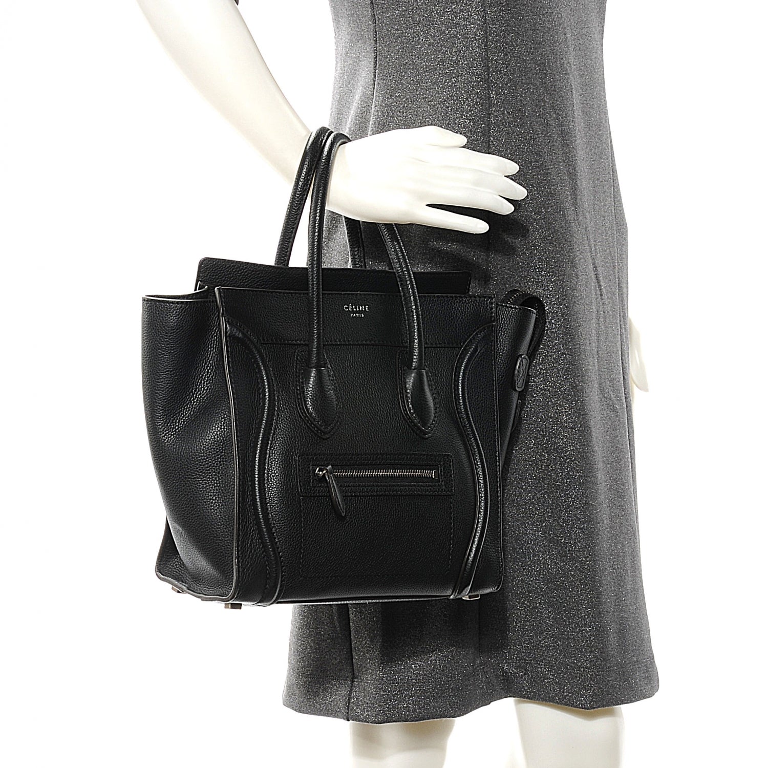 Celine Drummed Leather Micro Luggage Bag Black 2 of 8