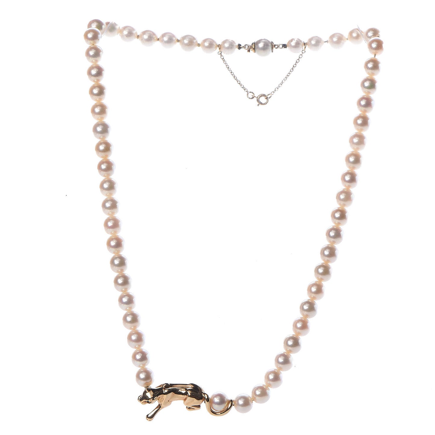 18K Yellow Gold Emerald Akoya Pearl 6.5-7mm Panthère De Necklace