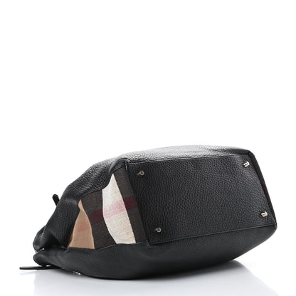 Burberry Grainy Calfskin House Check Medium Maidstone Black 4 of 15