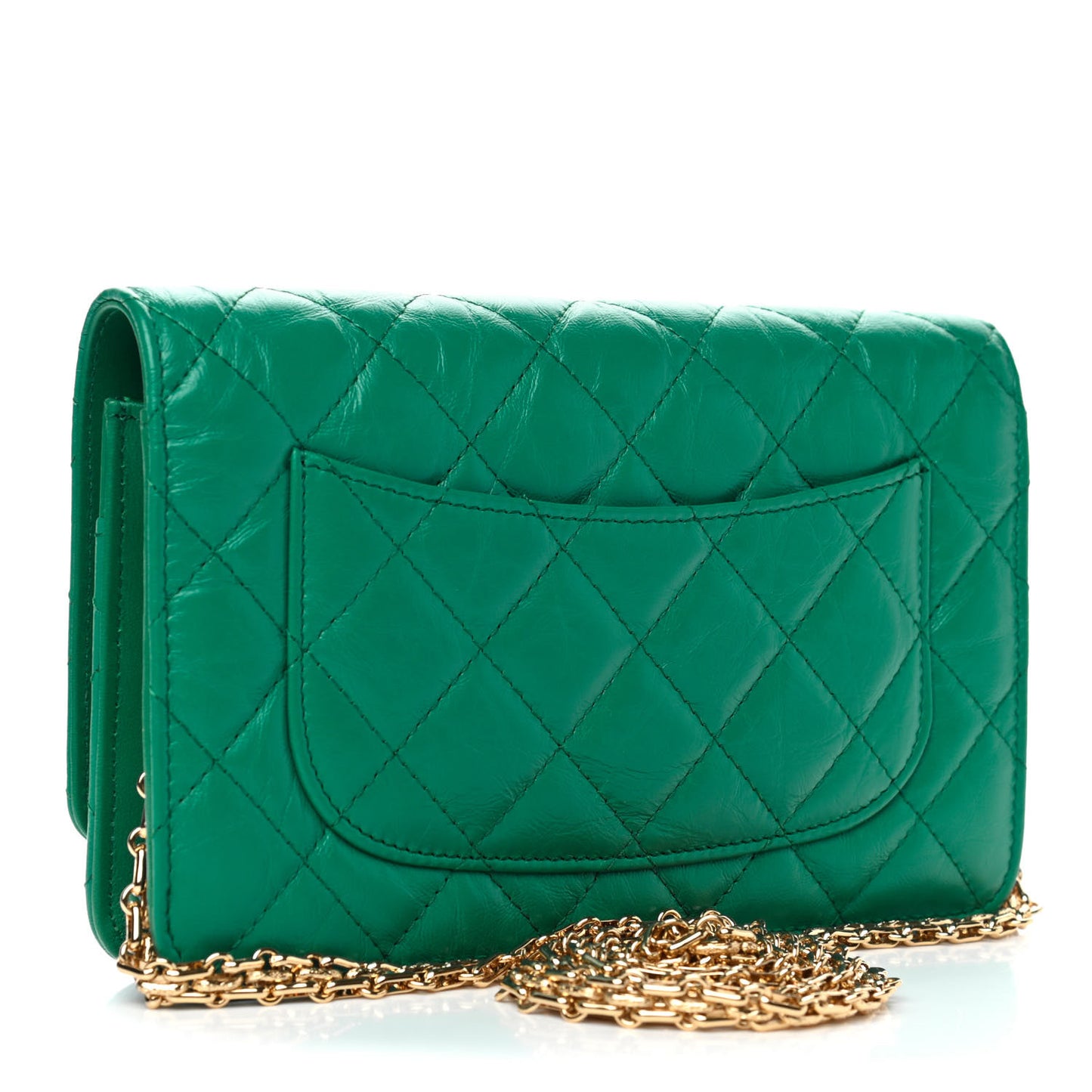 Aged Calfskin Quilted Reissue Wallet On Chain WOC Green