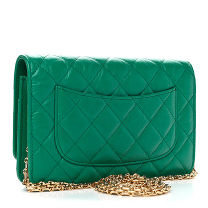 Chanel Aged Calfskin Quilted Reissue Wallet On Chain WOC Green 2 of 4
