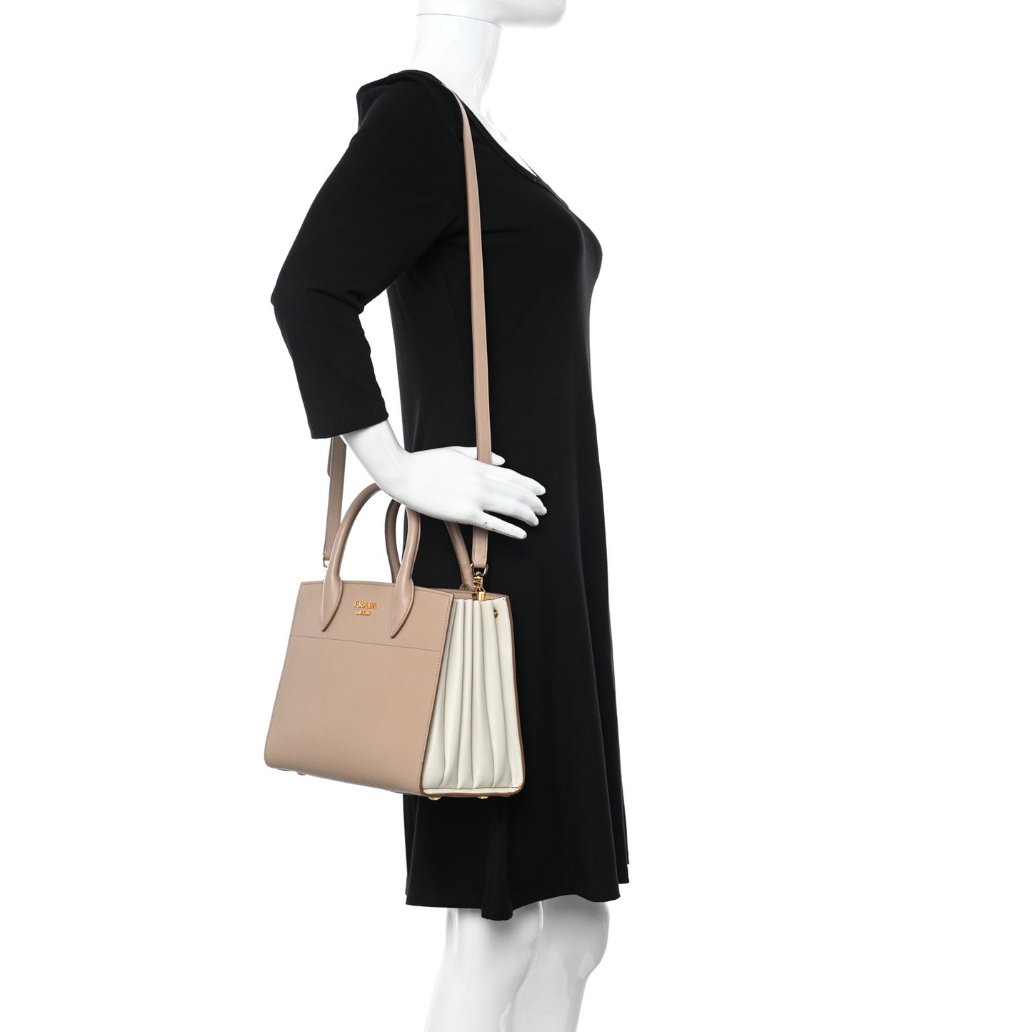 Saffiano City Calfskin Bibliothèque Top Handle Cammeo Talco
