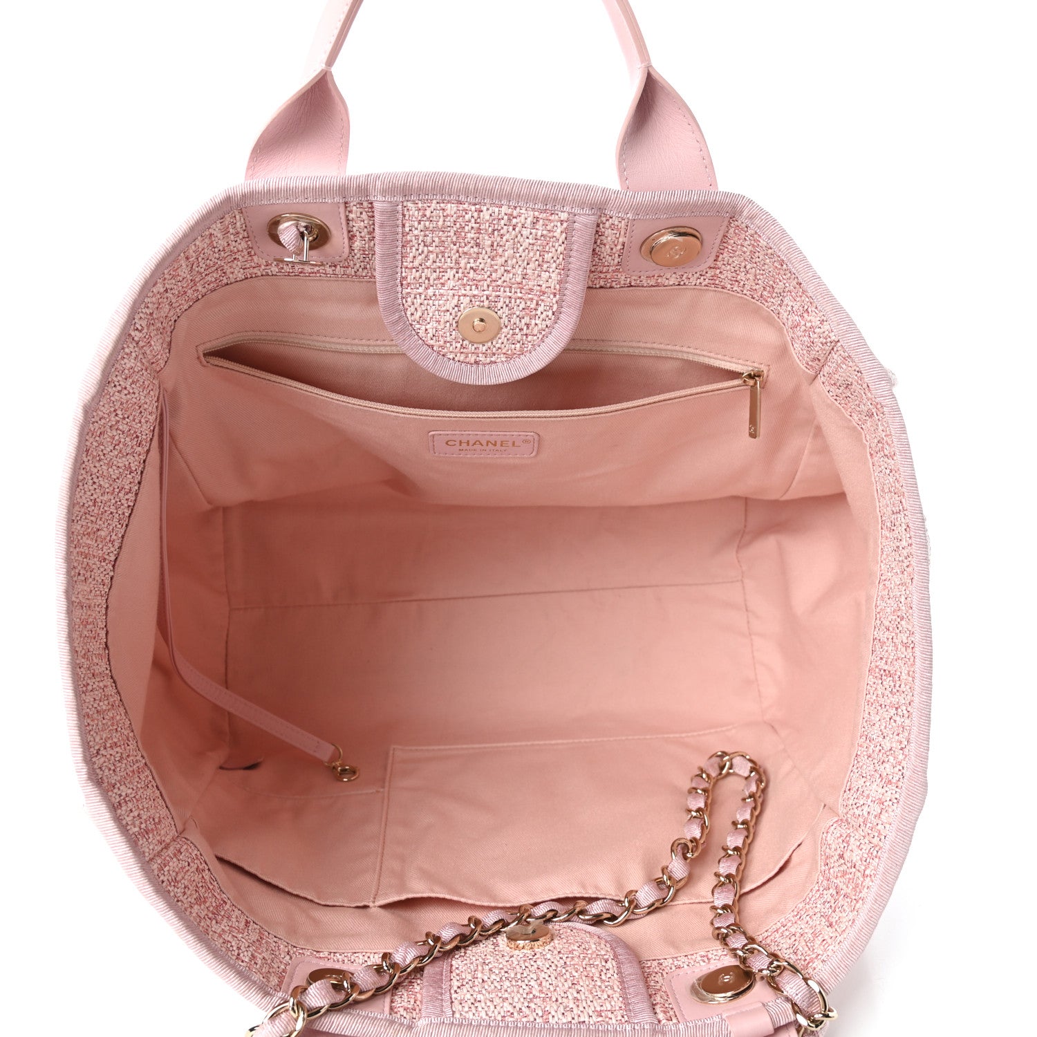 Chanel Straw Lurex Medium Deauville Tote Pink 5 of 9