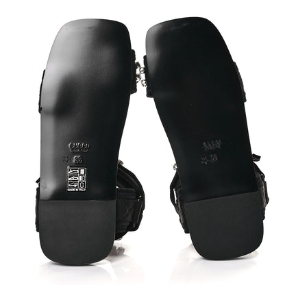 Gucci Neoprene Canvas Crystal Embellished Shea Flat Sandals 35 Black 5 of 7