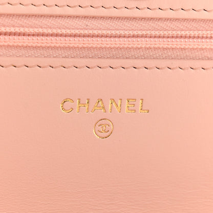 Chanel Caviar Quilted Camellia Wallet On Chain WOC Light Pink 6 of 14