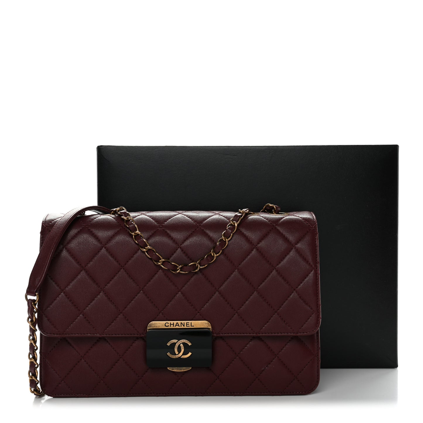 Sheepskin Quilted Large Beauty Lock Flap Burgundy