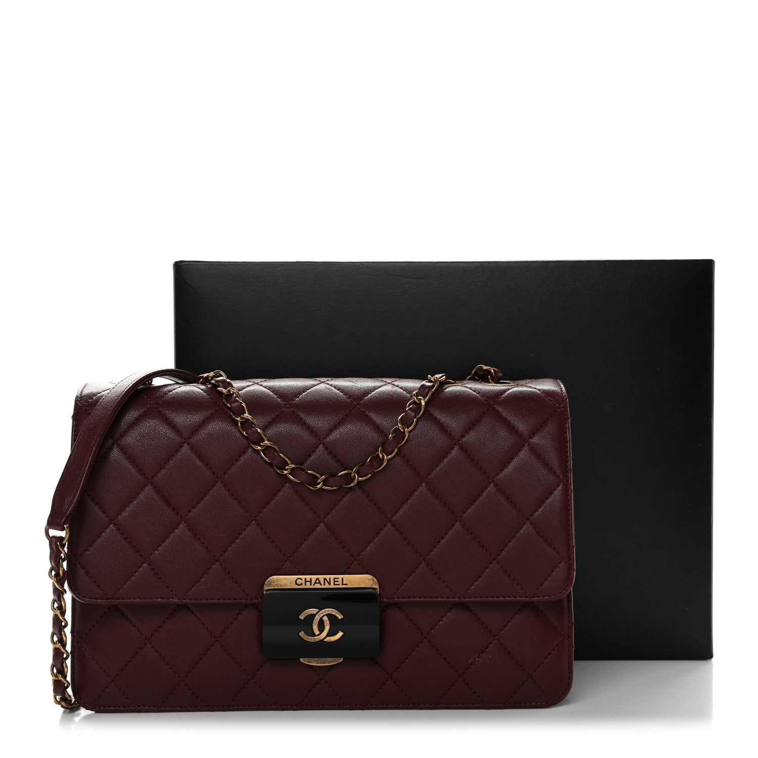 Chanel Sheepskin Quilted Large Beauty Lock Flap Burgundy 12 of 12