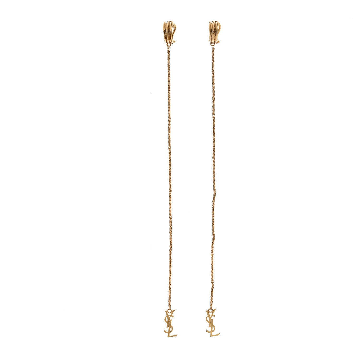 Saint Laurent Metal Opyum Clip On Drop Earrings Gold 1 of 5