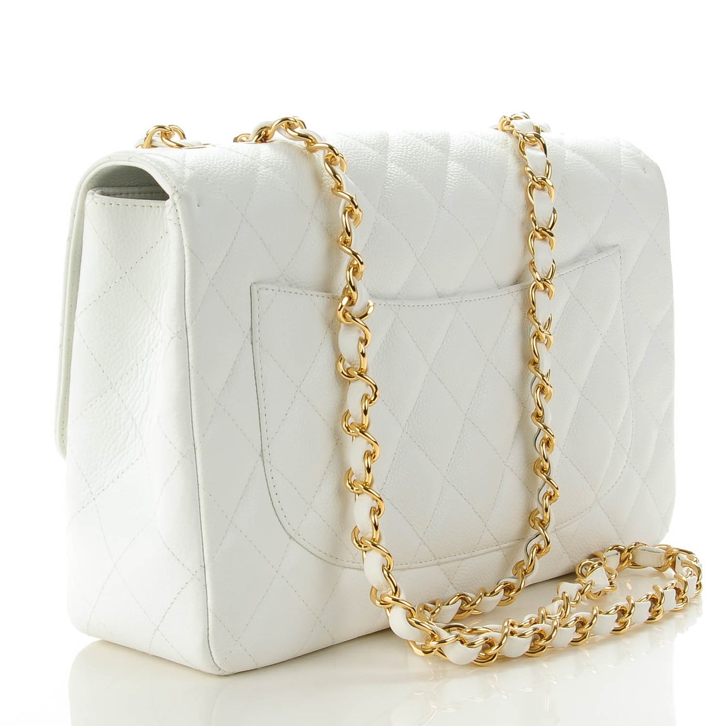 Caviar Quilted Jumbo Single Flap White